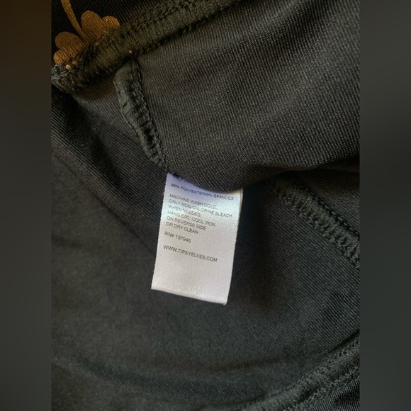 Typsy Elves Black w/ Gold Foil/ Green High Waisted Leggings Polyester-Spandex M - Picture 8 of 8